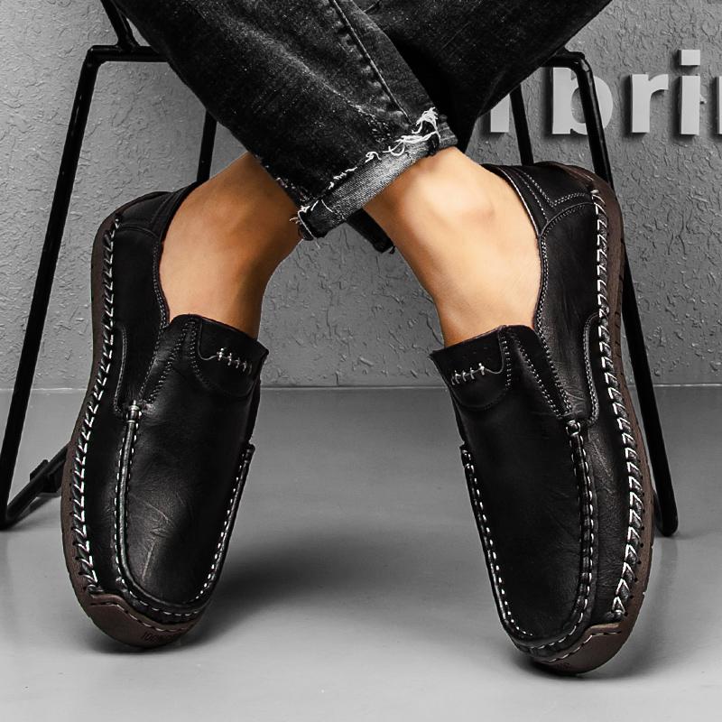Handmade Genuine Leather Men's Casual Shoes Comfortable and Breathable Moccasins Men Business Flats Shoes Driving Shoes