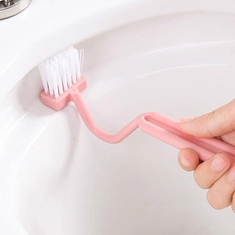 Scopino per WC a forma di V, manico angolare, spazzola curva, scopino per WC, spazzole per la pulizia del bagno curve portatili, accessori per la pulizia