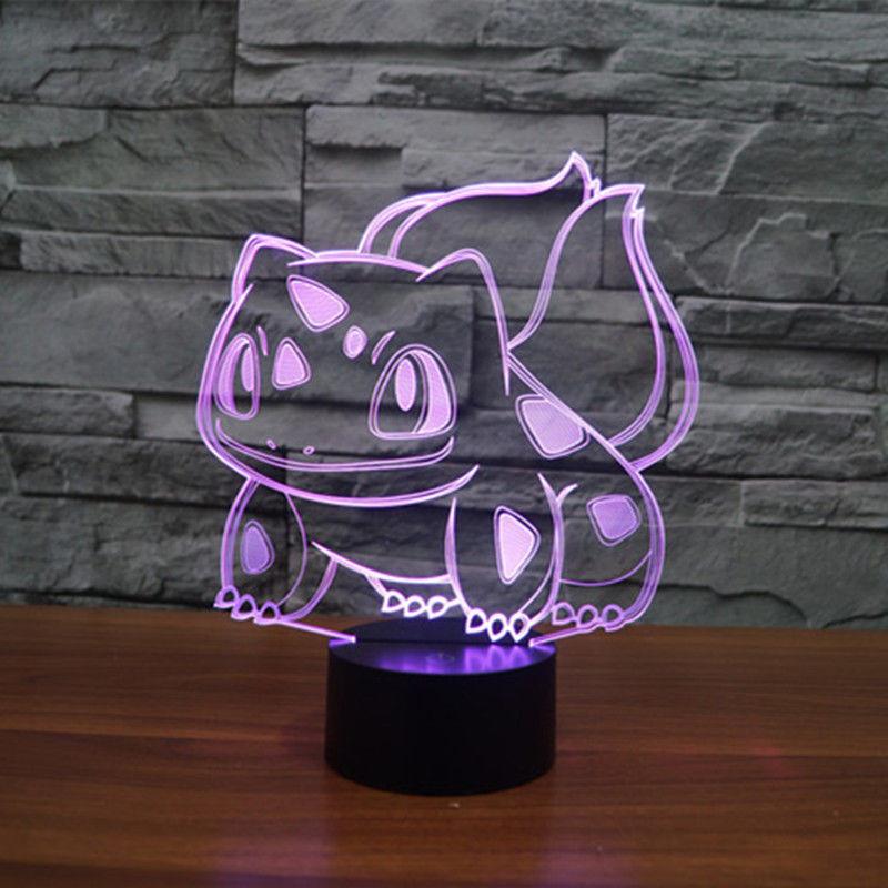 Bulbasaur 3d Touch Night Light 7colors Usb Rechargeable Home Decoration Office