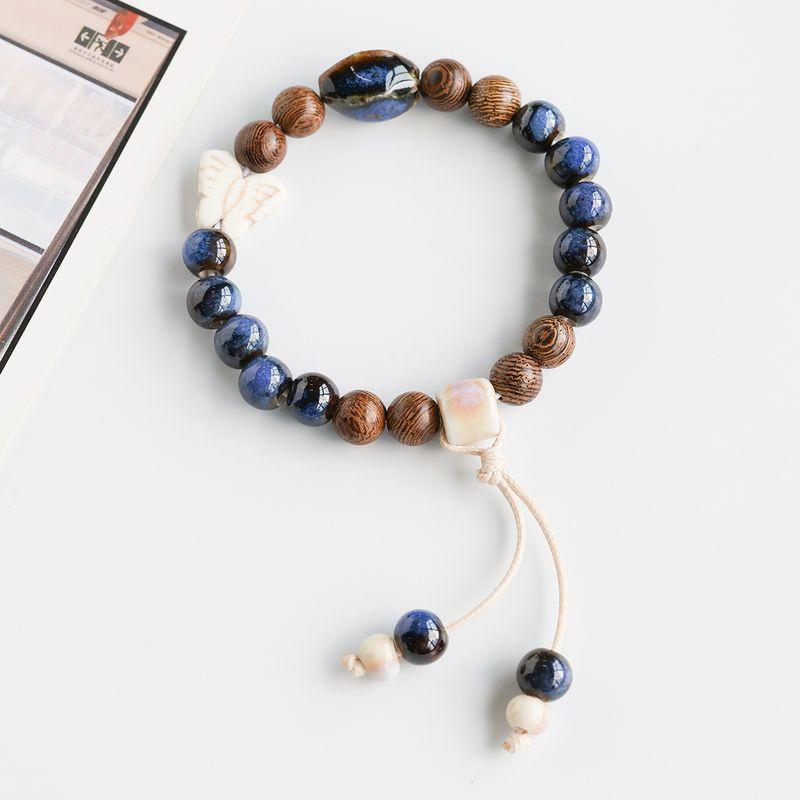 Retro Ethnic Style Jingdezhen Porcelain Beads Woven Carrying Strap Couple Hand Jewelry Student Ceramic Bracelet New Chinese Bracelet Women