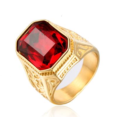 Neuer Herren Ring Farbe Schwarz Hiphop 316L Edelstahl Grüner/Roter/Blauer Strassstein Ring Rock Mode Männerschmuck für Mann