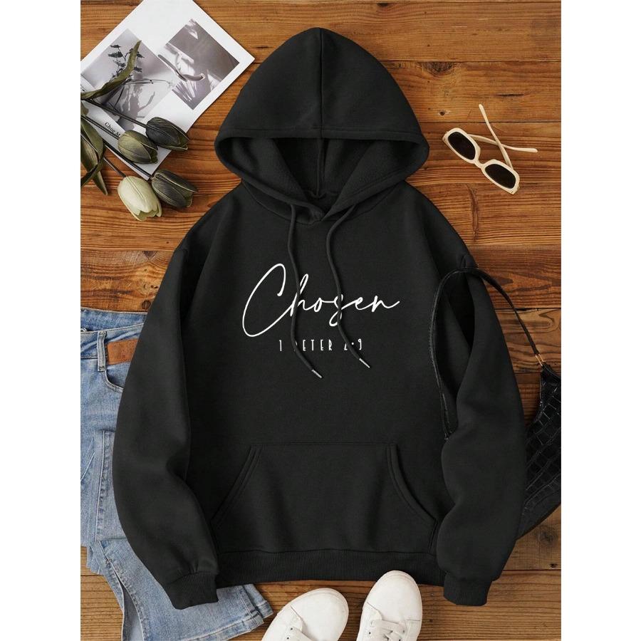 Auserwählt I Petrus Brief Grafikdruck Kapuzenpullover Herren Damen Neue Mode Hoodie Fleece Hip Hop Kleidung Harajuku Mode Hoodies Paar