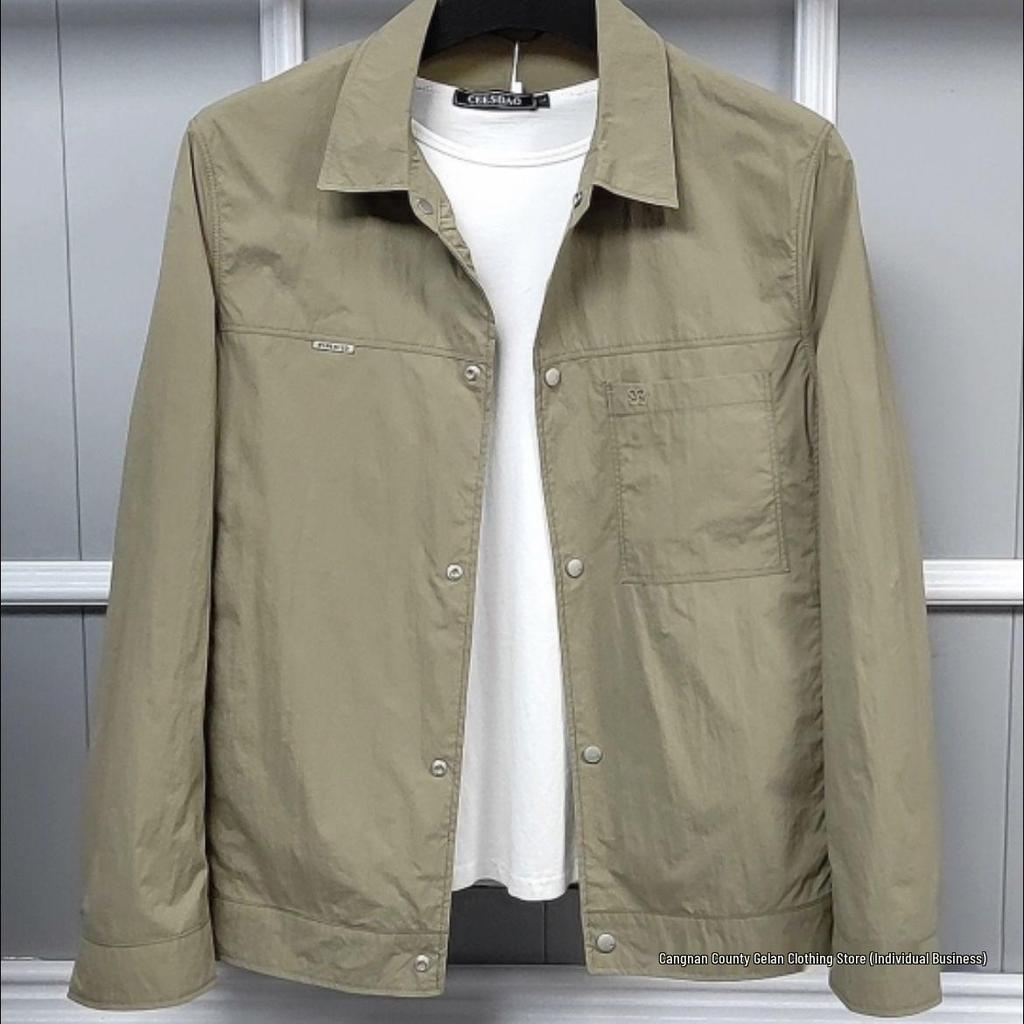 2025 Lightweight Spring/Autumn Casual Jacket for Men - Fashionable Lapel Outerwear for Young & Middle-Aged