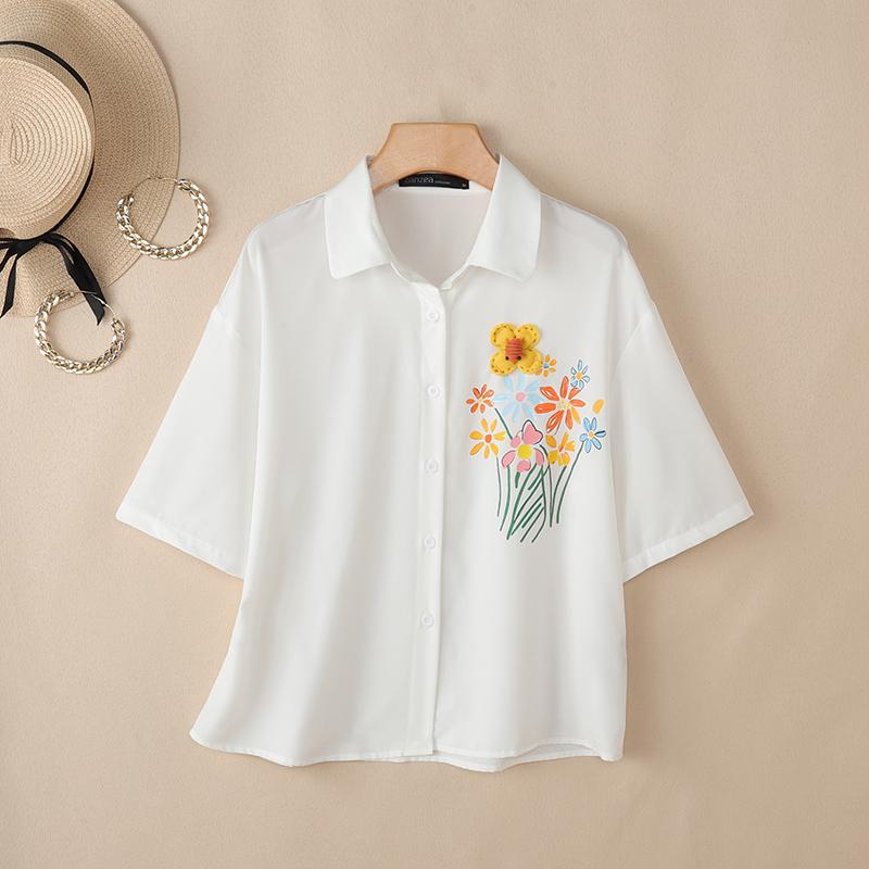 ZANZEA Women Casual Turn Down Collar Loose Floral Print Half Sleeve Blouse S