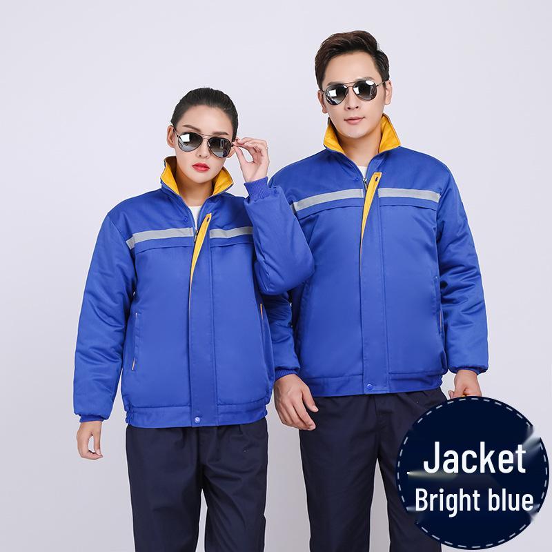 Men's Winter Workwear: Thick, Warm, Wear-Resistant Cotton Coat with Reflective Strips for Workshop and Repair Labor Protection