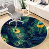 1pc Peacock Feathers Office Round Area Rug, Indoor Mat Suitable ForOffice, Under Office Chairs Bedroom Living Room Home Decor, Room Decot104