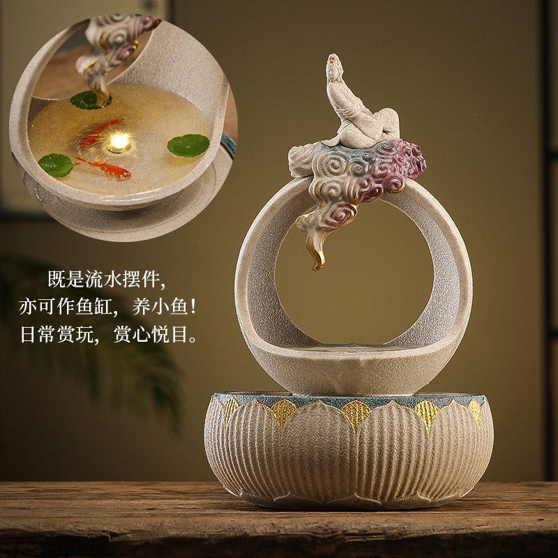 Chinese Zen-style Flowing Water Ornament, Desktop, Circulating Water, Living Room, Entrance Hall, Office, Attracting Wealth