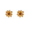 Fashion Starfish Daisy Stud Earrings Texture Carved Inlaid Stone Daily Vacation Fresh Niche Versatile Casual Earrings Women