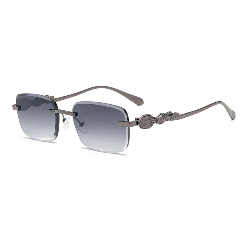 Square frameless sunglasses European and American new anti-ultraviolet trimmed sunglasses personalized street shot decorative sunshades