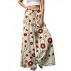 Women's Palazzo Pants Boho Floral Wide Leg Trousers Summer Beach High Waisted Flowy Pants With Pockets