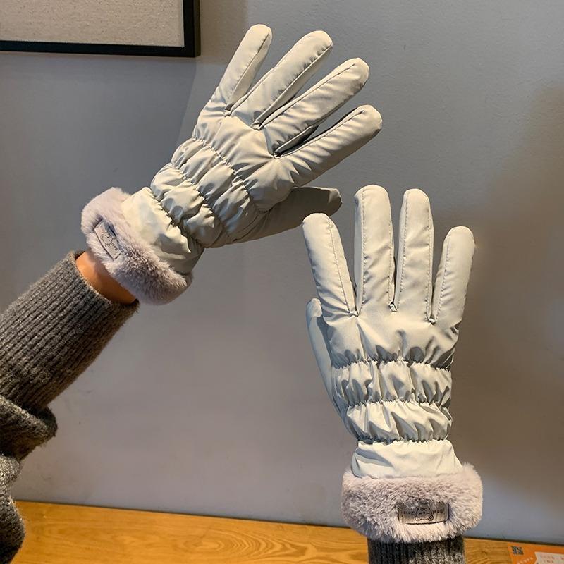 

Gloves women can touch the screen in winter riding cute velvet thickened cold riding electric car windproof warm gloves One size сірий колір
