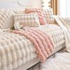 Chic Thickened Plush Sofa Cover 1/2/3/4 Seater Ultra-soft Warm Corner Couch Cover Non-slip Armchair Furniture Protector In Cream