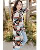 Azura Exchange Geometric Color Block Open Front Long Cardigan In Multicolor