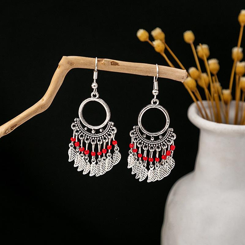 Europe, America, Bohemian Ethnic Style Stud Earrings, Long Fringed Metal Earrings, Fashion, Exotic Style Earrings Wholesale