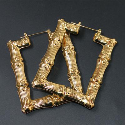 Punk Goud Zilver Kleur Bamboe Hoepel Oorbellen Voor Vrouwen Geometrisch Grote Ronde Cirkel Bamboe Oorbellen Sieraden Hip Hop Feest Sieraden