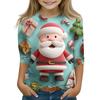 Children's 3/4 Sleeve Round Neck Top Christmas Tree Printed Everyday Casual Top