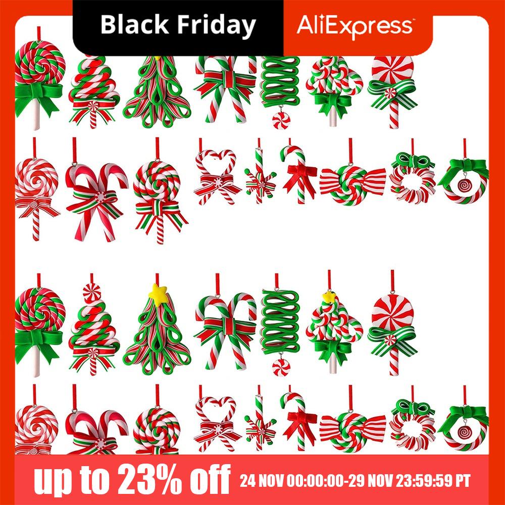 16/32 ks Kreativní vánoční lízátka Ozdoby Barevné Ručně vyráběné Vánoční stromek Ozdoba Dekorativní DIY Řemeslo