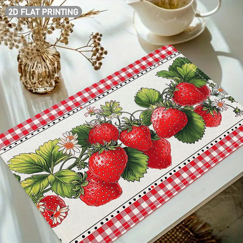 4/6/8Pc Vintage Vase Lemon Floral Ornate Border Linen Placemats Heat Resistant Table Mats For Dining Kitchen Table Decor