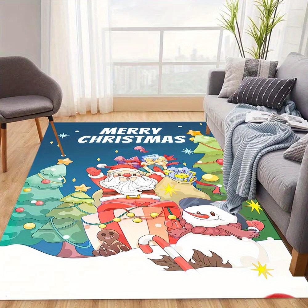 1pc 3D Christmas Cat Rug Non-Slip Machine Washable Carpet Floor Mat Doormat for Living Room Kitchen Bathroom Festive Home Decor