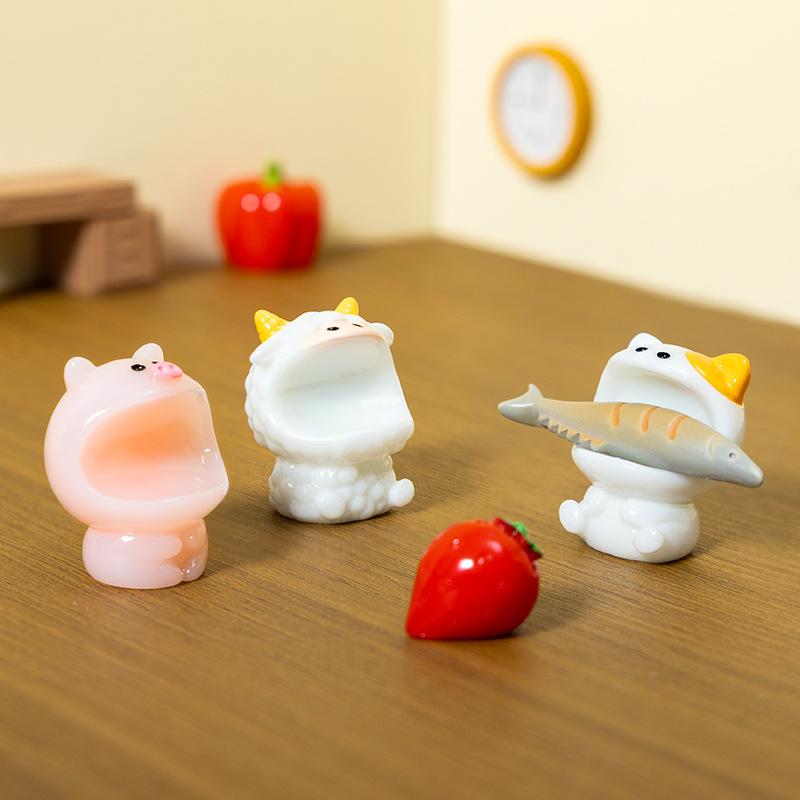 Micro-landscape Ornaments, Big Mouth Animal Garden Landscaping, Home Desktop Resin Craft Decorative Items, Small Ornaments