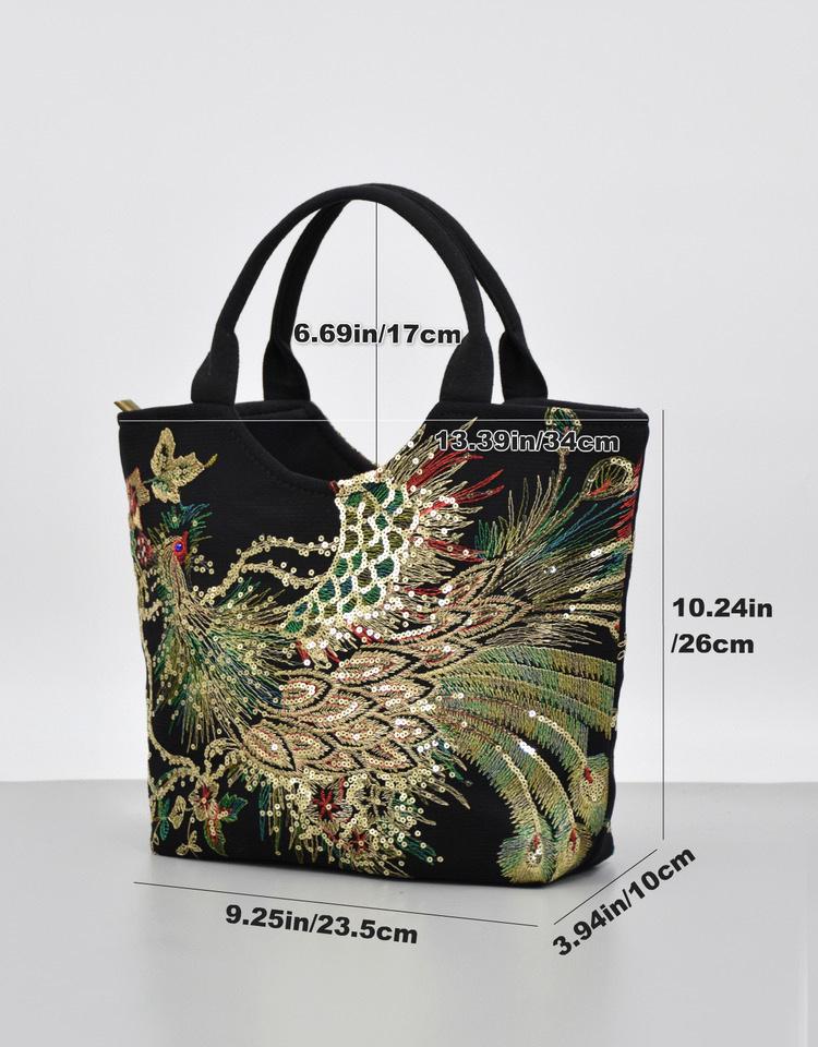 Yunnan Ethnic Sequin Embroidered Canvas Tote Bag
