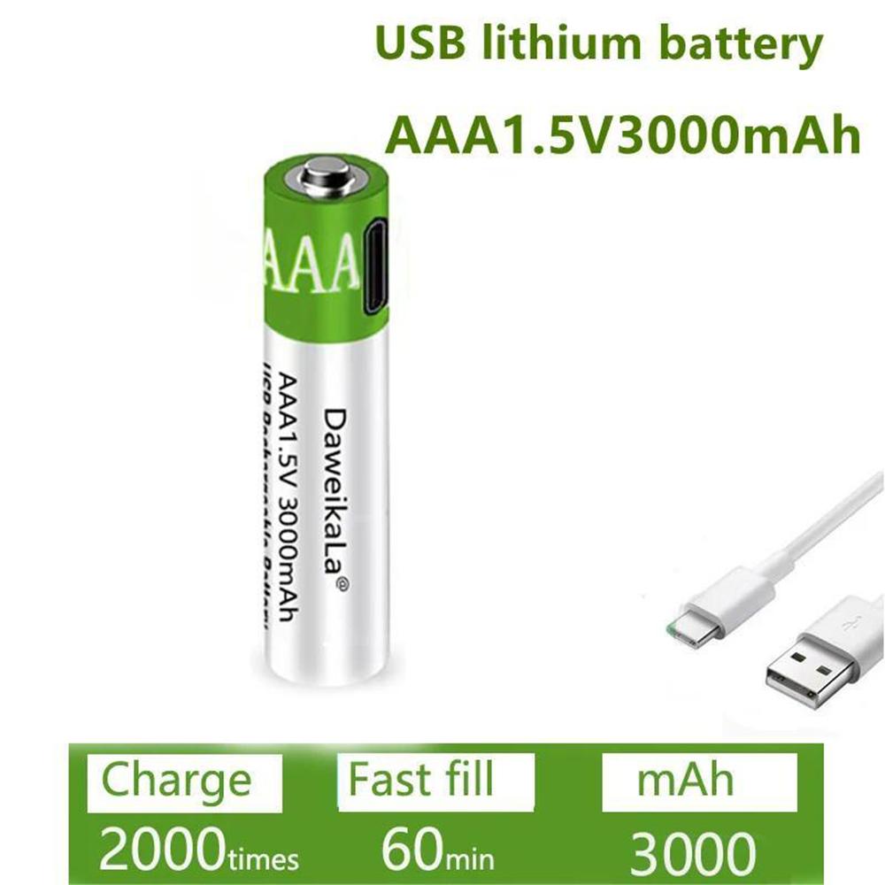 

Быстрая зарядка литий-ионного аккумулятора 1,5 VAAA емкостью 3000 мАч и литий-USB-аккумулятора USB для игрушечной клавиатуры 1pcs AAA1.5V3000mAh
