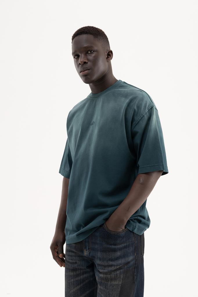 Machinist Men's Oversized T-shirt with a Gradient and Distressed Effect – Olive S