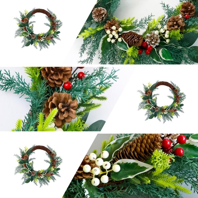 Artificial Wreath Christmas Wreath with Pinecone Berries Decoration for Front Door Garden Yard Christmas Decorations