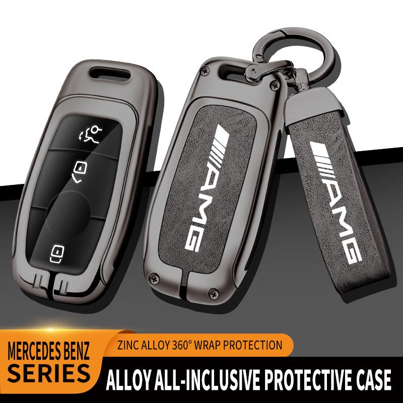 Zinc Alloy Car Remote Key Cover Case Holder AMG Logo For Mercedes Benz AMG A C E S G Class GLC CLE CLA W177 W205 W213 W222 X167 RW7