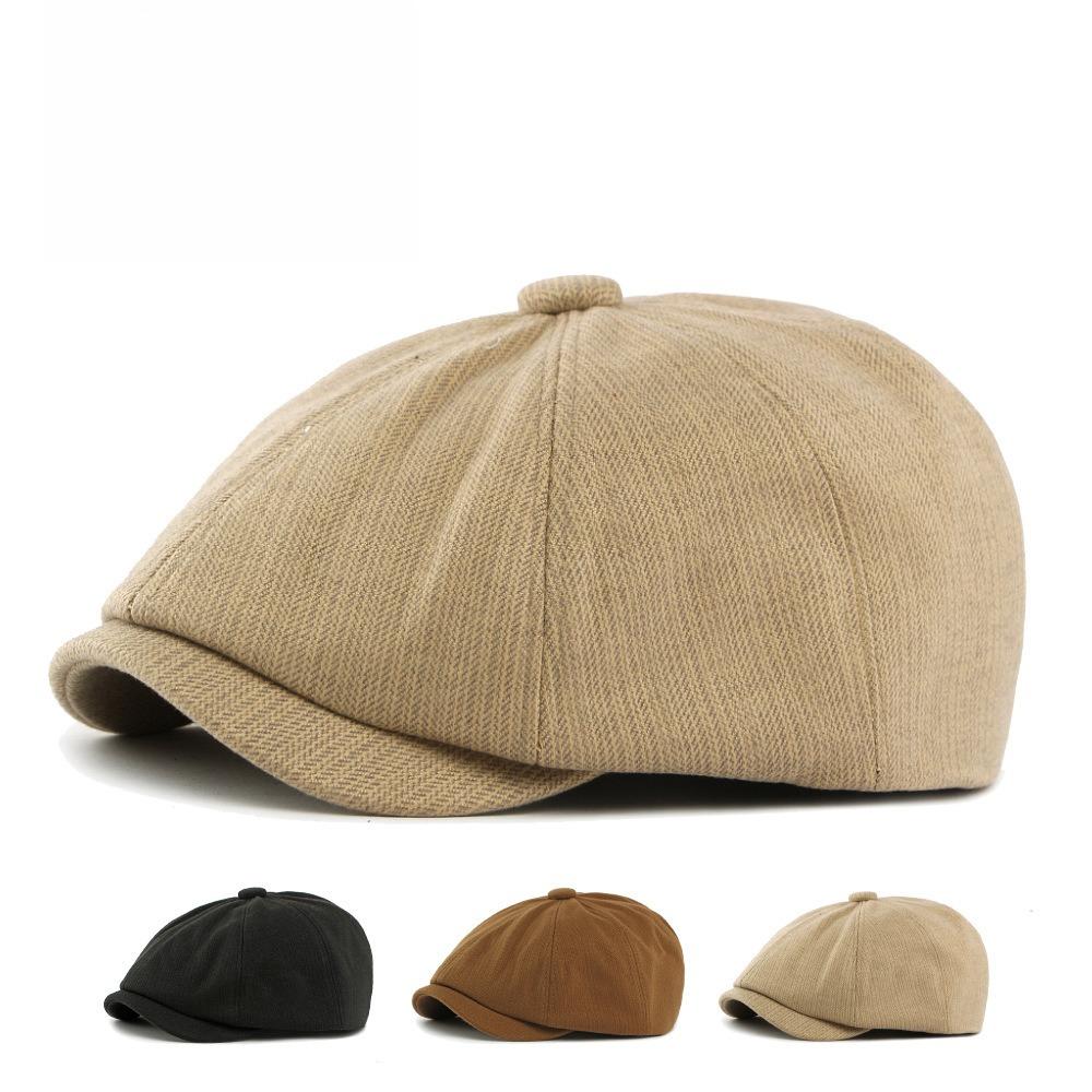 Unisex 8-Panel Newsboy Cap Autumn Winter Warm Solid Color Baker Boy Hat British Vintage Octagonal Painter Cap Casual Gatsby Peaked Hat