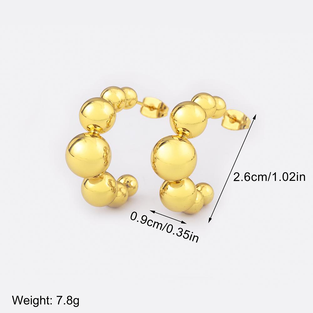 Nidin High Quality Round Beads Copper Charm Drop Earrings For Women Girl Birthday Party Ear Jewelry Accessories Fashionable Gift