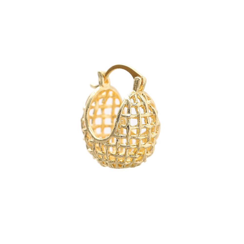 European & American Fashion Woven Ball Earrings: Unique Vegetable Basket Design, Luxurious High-End Feel for Women