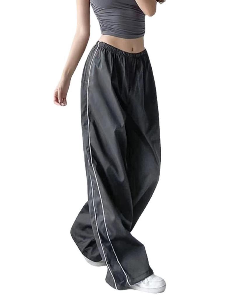 Streetwear Casual Pants With Elastic Waist For Women 2025 Summer Loose Fit Cotton Blend