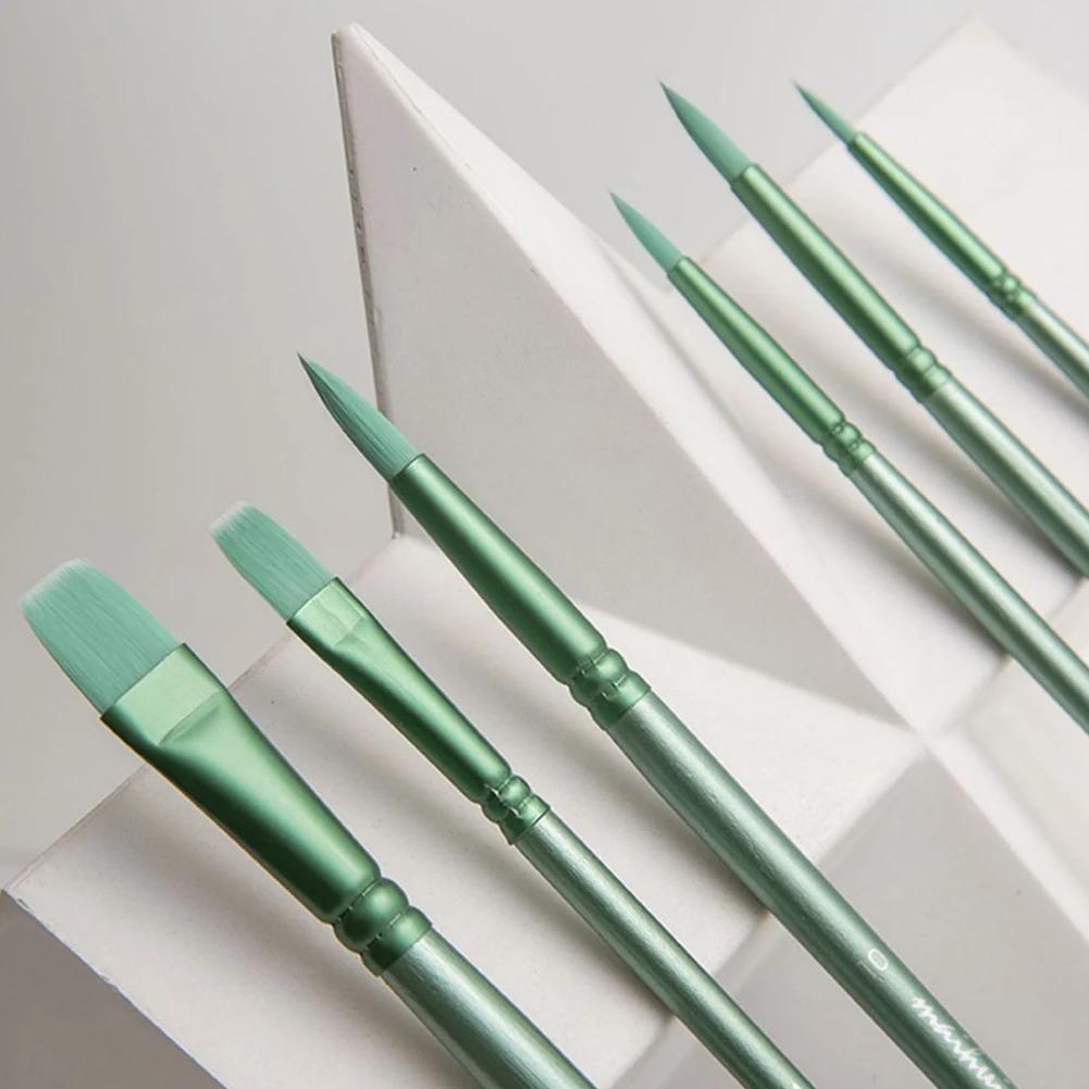 4/6Pcs Watercolor Paint Brushes Paint Brushes Set Pointed Tip Paint Brushes Set Flat Head Watercolor Brush for Miniature Model
