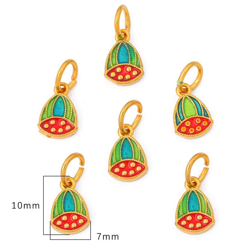 Enamel Colored Sand Gold Copper Gilded Pendant For DIY Necklace Bracelet Earrings Jewelry Making Craft Accessories