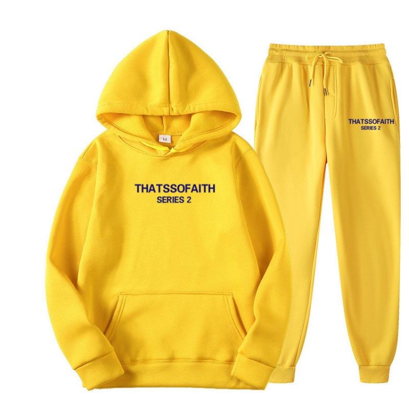 Independent Station Europe and the United States popular women's clothing letter printing hooded sweater fashion casual hair grabbing trousers set