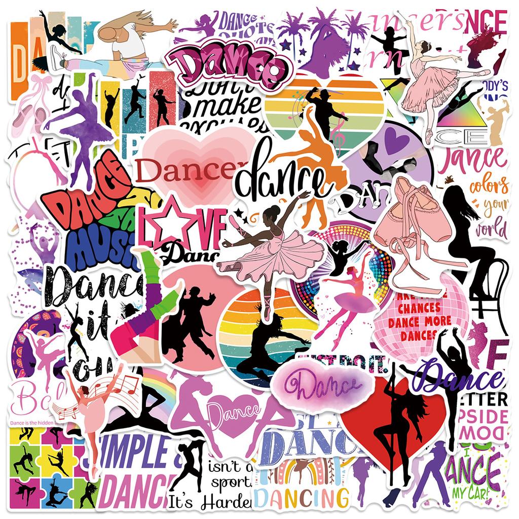 50pcs Graffiti Dance Stickers Dancing Decals for DIY Decor Phone Laptop Scrapbook Stationery Water Bottle Guitar