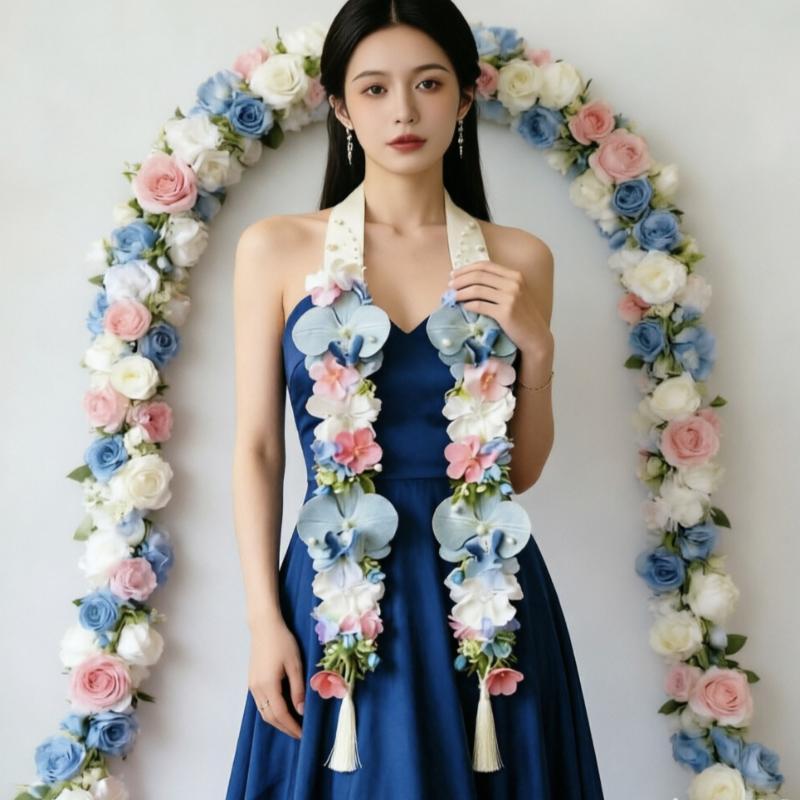 Elegant Artificial Flower Shawl Graduation Tie Flower Ribbon Multi-purpose Soft Bridal Wedding Banquet Accessory