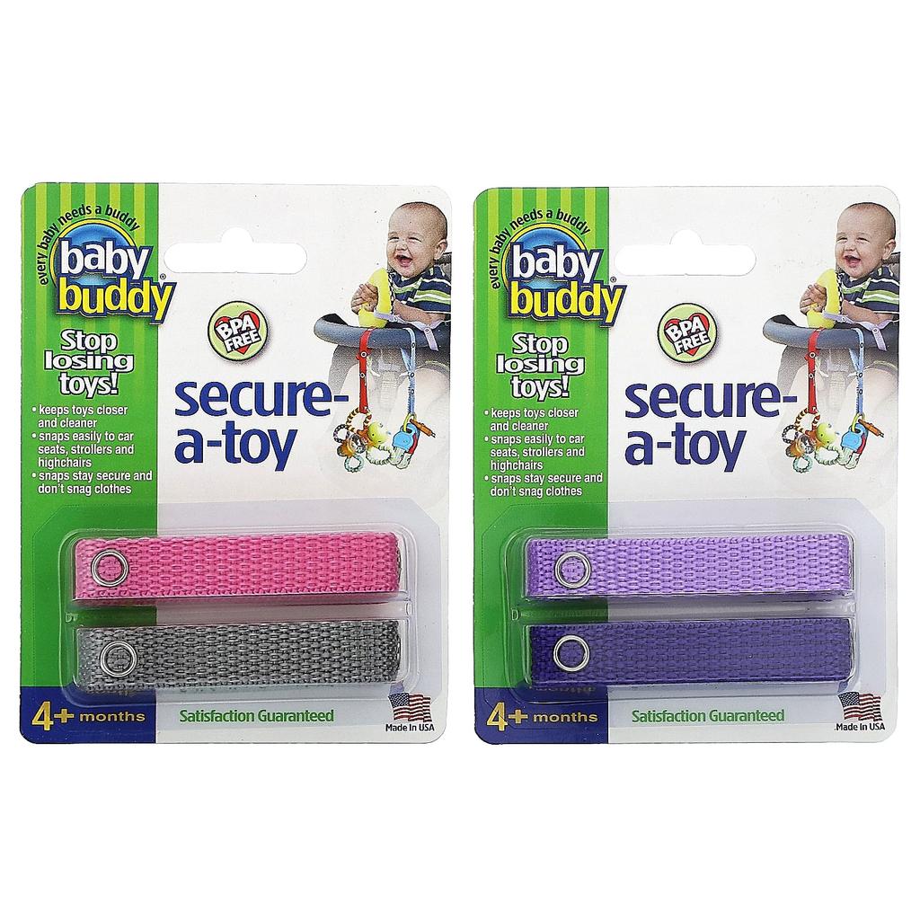 Secure-A-Toy, 4+ months, Purple/Lilac and Pink/Gray, 4-Leash
