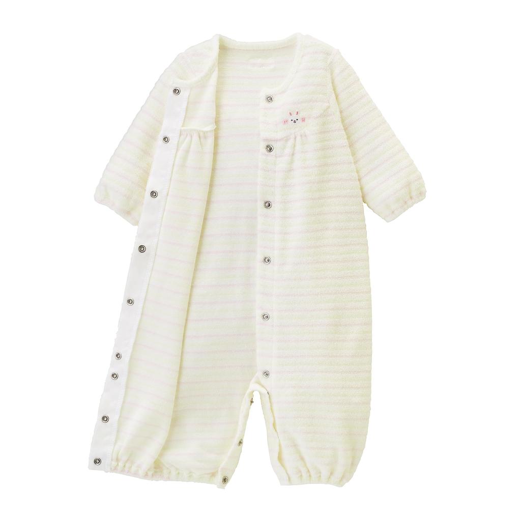 Overall Strampler Bordüre Garn Made in Japan Jungen Mädchen Neugeborenen Vorbereitung Babykleidung Babyrosa [MIKI HOUSE] Zwei-Wege Nicht-verdreht 40-2678-498