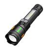 Type-C Rechargeable Flashlight with Side Light & COB Warning for Outdoor Use