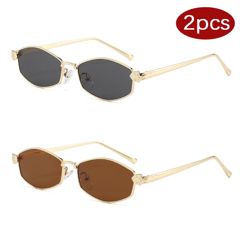 1/2pcs Small Square Metal Sunglasses Women Steampunk Leopard Decoration Multi Color Sun Glasses Fashion Eyewear