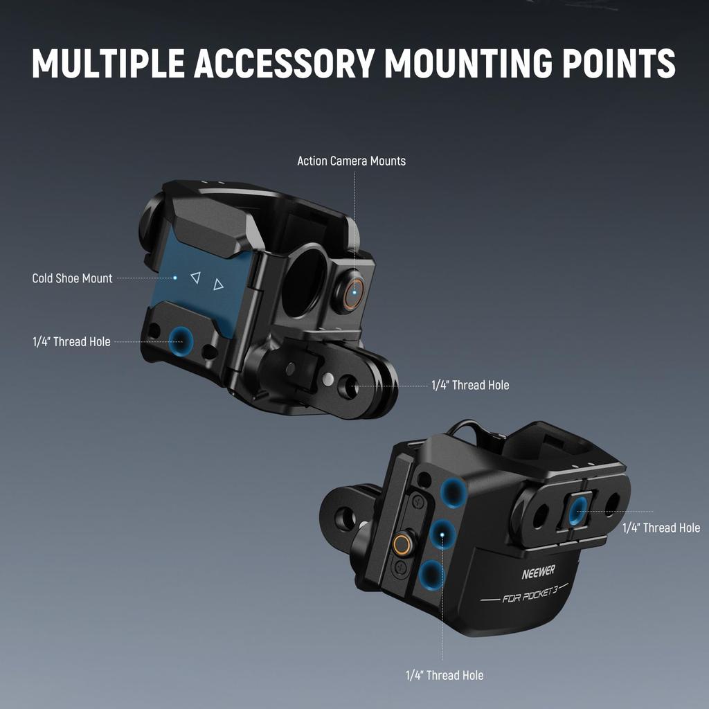 Klatka do kamery sportowej NEEWER dla Pocket 3 Aluminiowa klatka wideo do kamery z gimbalem Klatka wideo Etui ochronne z adapterem do kamery Kompatybilna z Osmo Pocket 3
