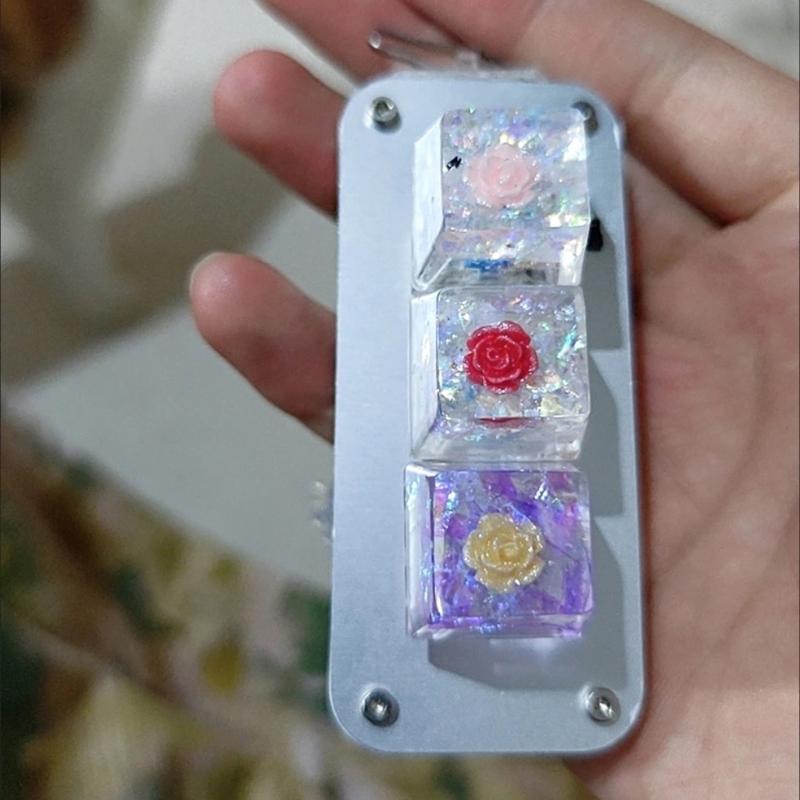 Handmade OEM Floral Resin Keycap Translucently Epoxy Camellia for Mechanical Keyboards Aesthetic Keycap Replacement