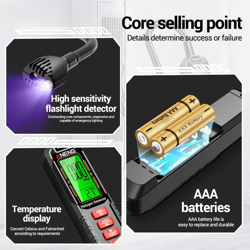 Professional Gas Leak Refrigerant Detector Automotive/ Air Conditioning Detection Audible Visual Ala Refrigerant Leak Detector for Freon Refrigerants