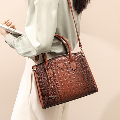Retro-Mode-Umhängetasche Urban Simple Große Kapazität Handtasche Krokodil-Print Damen Umhängetasche