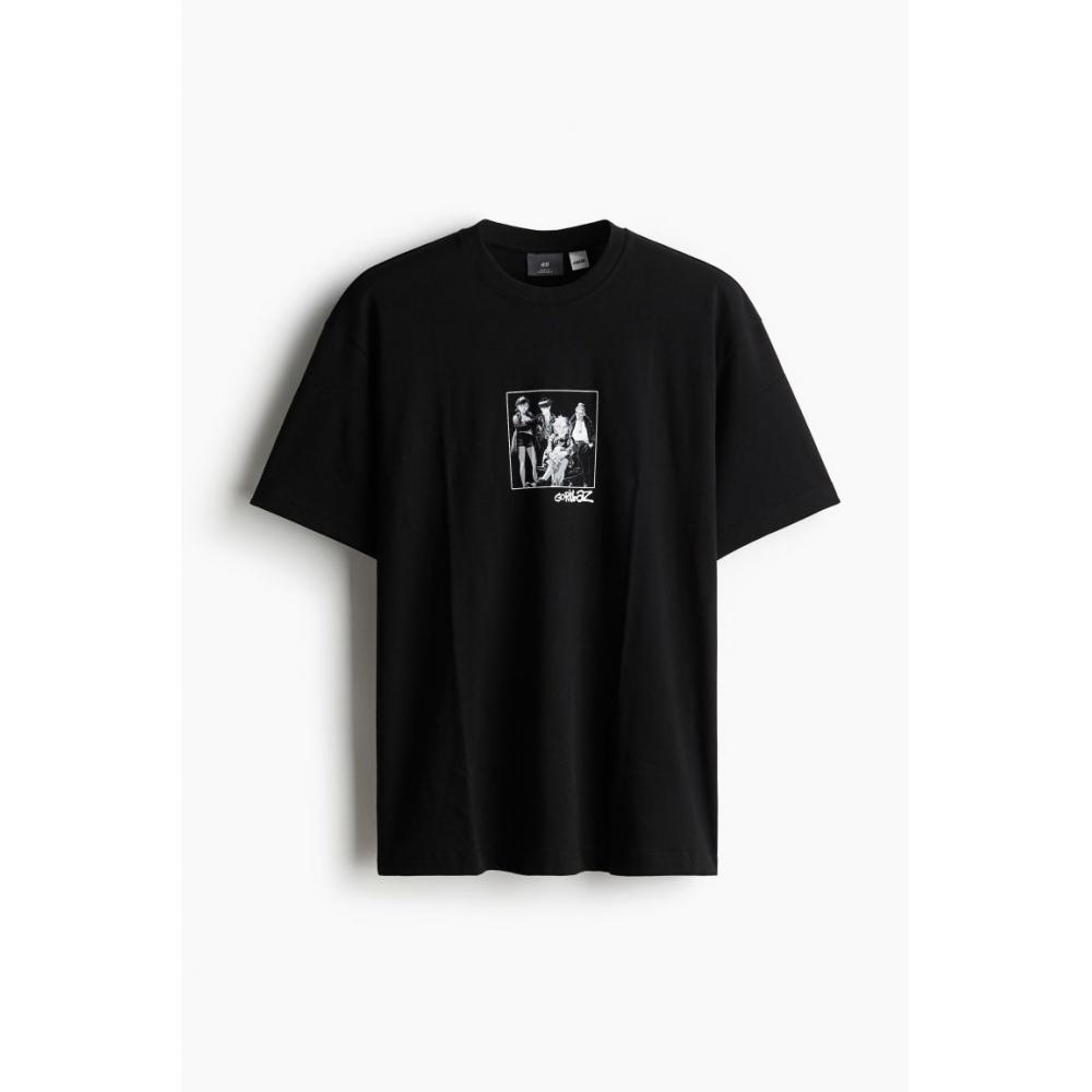 H M Loose FiT T sHirT Black Gorillaz