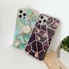 Galvanisieren Geometrische Marmor Blumen Textur Handyhülle für iPhone 15 14Plus 13 12 11 Pro Max XSMAX für Samsung S24 S23 S22 S21Ultra Plus A15 A05 A25
