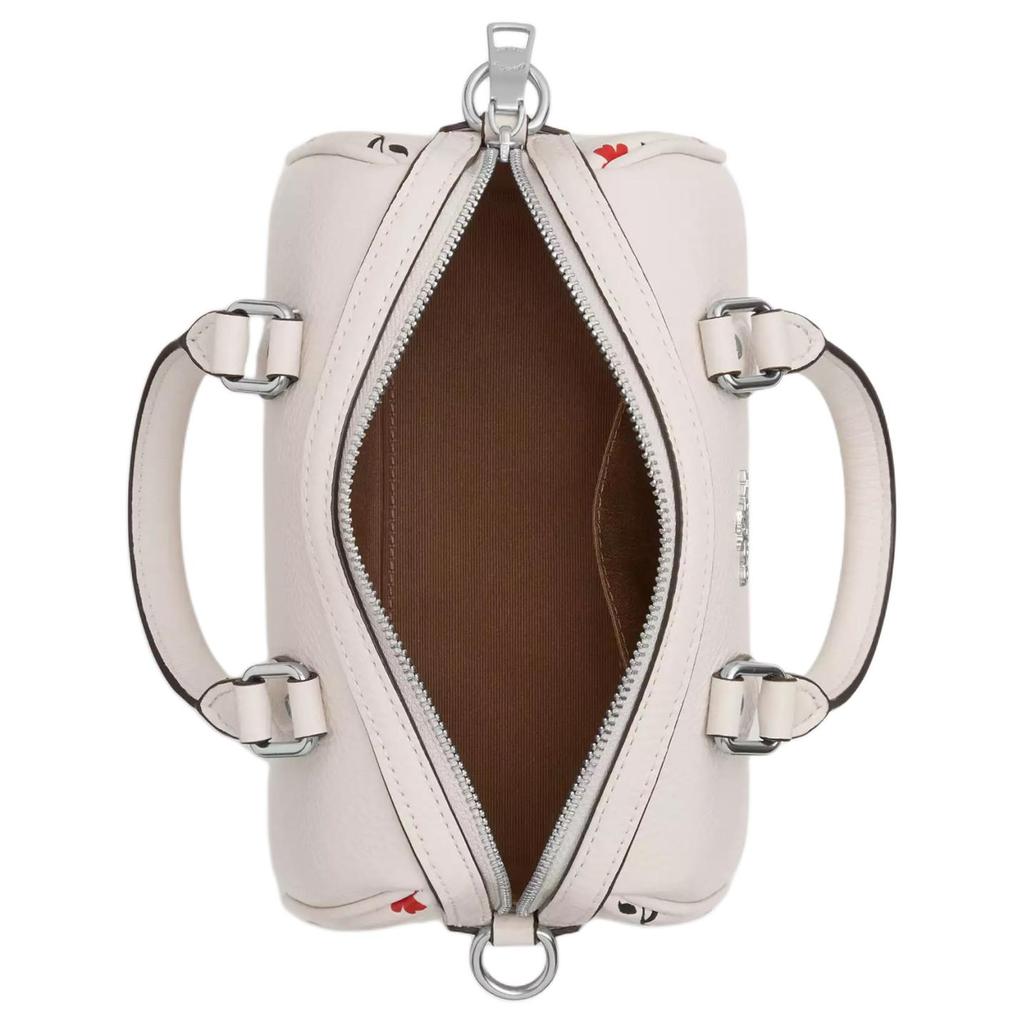 Coach Rowan 17 Floral Print Zipper Closure Pebble Leather Handbag Women Handbag Silver Multicolor CT806-SVCAH