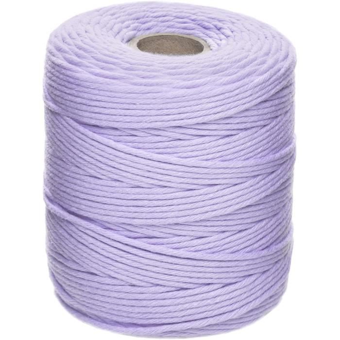 Corde Macramé - 3mm X 200m - Violet Pastel - Fil De Coton Et Polyester